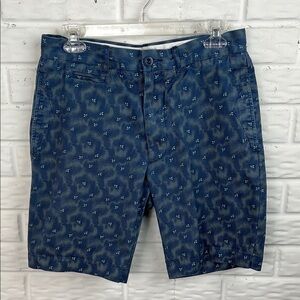 GRAYERS CLOTHIERS CHINO SHORTS 100% COTTON BLUE GREEN LEAVES MENS SIZE 30